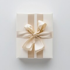 Poster - White, transparent background with ribbon on gift box, generative AI