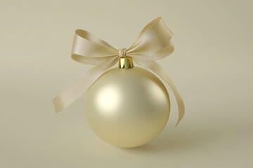 Poster - The gold Christmas ball is isolated on a white background with a ribbon and bow attached.