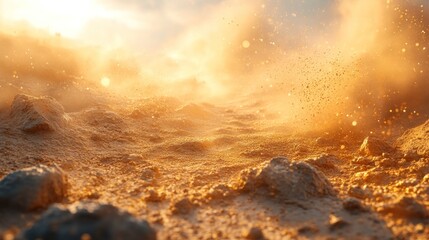 Poster - Dusty Desert Landscape at Sunset