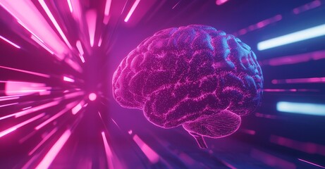 Poster - The Stock (AI) is a futuristic hologram view concept of data mining and deep learning computer technology. Quantum computing and mind concepts. HUDs and FUIs.