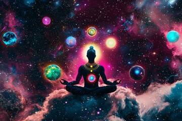 Poster - An overview of the cosmos, chakras, prana, the mind of God, and spirituality.