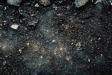 Wall Mural - Glimmering Dust on a Bed of Black Coal - A Striking Contrast of Dark and Light