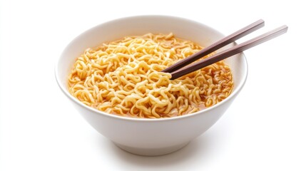 Bowl of Instant Noodles with Chopsticks