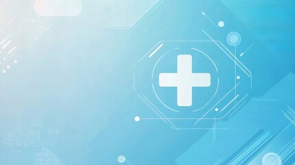 Modern medical concept vector banner with cross sign and thin line stroke patterns on blue background, ideal for healthcare advertisements, social media posts, web design, and flyers