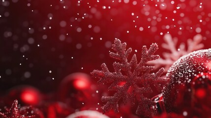 Wall Mural - red christmas background with snowflakes