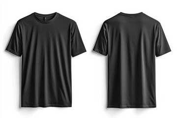 Poster - Black Tshirt Mockup Front and Back Isolated created with Generative AI