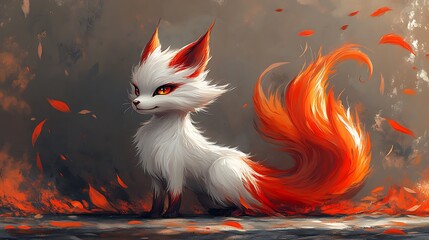 Canvas Print - Fiery Fox with a Smoldering Tail.