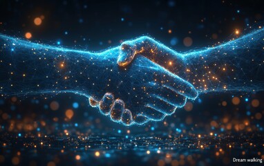 Wall Mural - Digital Handshake: A Symbol of Unity and Connection in the Digital Age