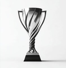 A silver trophy cup isolated on a white background. Rendering in 3D