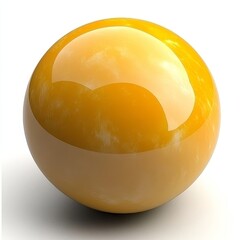 Poster - A beautiful big yellow ball isolated on white background. A 3D yellow sphere. A glimmering glass sphere with a shadow. An abstract crystal magic sphere. Illustration in JPG format.
