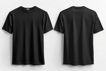 Wall Mural - Black Tshirt Mockup Front and Back Isolated created with Generative AI