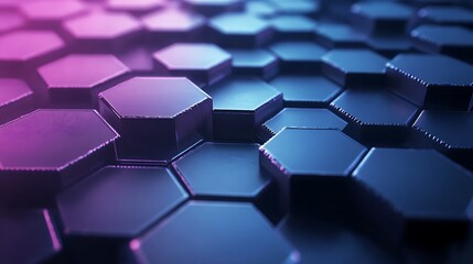 Abstract Hexagon Pattern with Purple and Blue Lighting