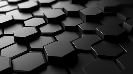 Canvas Print - Abstract Black Hexagon Pattern