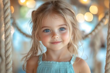 Canvas Print - Adorable Little Girl with Blue Eyes