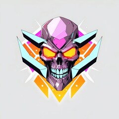 Canvas Print - Cyberpunk Skull with Geometric Design