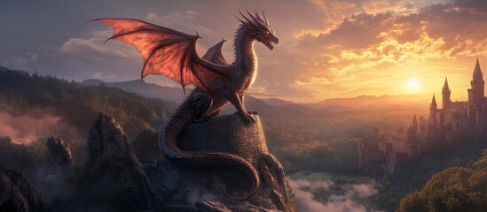 Wall Mural - dragon fantasy fire knight battle