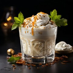 Wall Mural - glass ice with whipped and mint spe