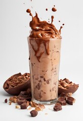 Wall Mural - chocolate milkshake with and nuts