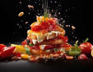 Wall Mural - pile food with splash water