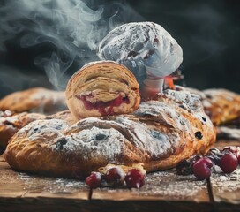 Wall Mural - pastry with cutter on top it