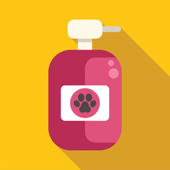 Sticker - Pink plastic bottle with dispenser containing pet shampoo or medicine for dogs and cats