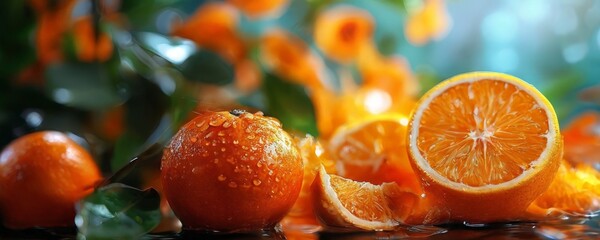 Wall Mural - oranges on table