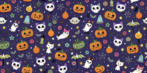 Wall Mural - halloween blue patterns