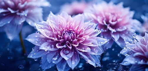 pink flowers with water droplets on them