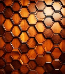 Wall Mural - wooden wallpapers with hexagons