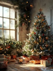 Wall Mural - christmas tree and decorations