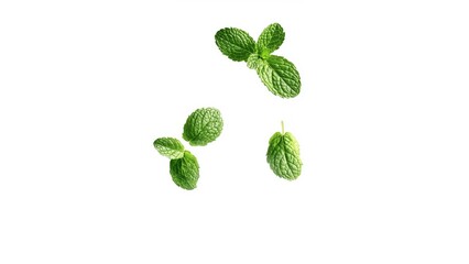 mint flying in the air on white background