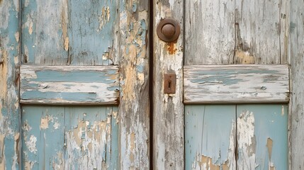 Wall Mural - 55. Worn, faded wooden door with peeling paint