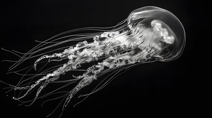 Wall Mural - 56. Shiny, translucent jellyfish with flowing tendrils