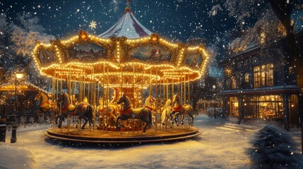 Carousel Christmas children's attraction joy children