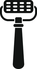 Poster - black glyph icon of a manual foot cleaning brush removing dead skin from the heel, for beauty and sp