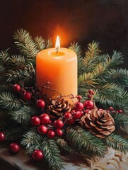 Wall Mural - wunderkerze mit weihnachtlicher dekoration.