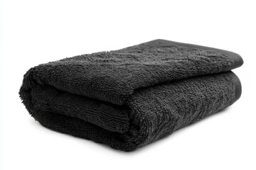 Black Towel. Isolated Hand Towel with Small Size in Black Color on White Background