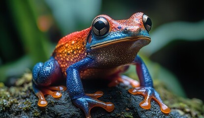 Poster - Vibrant Blue and Orange Frog