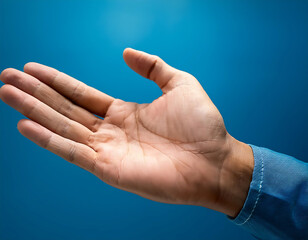  An open hand on a blue background, representing openness and connection. _1(309)