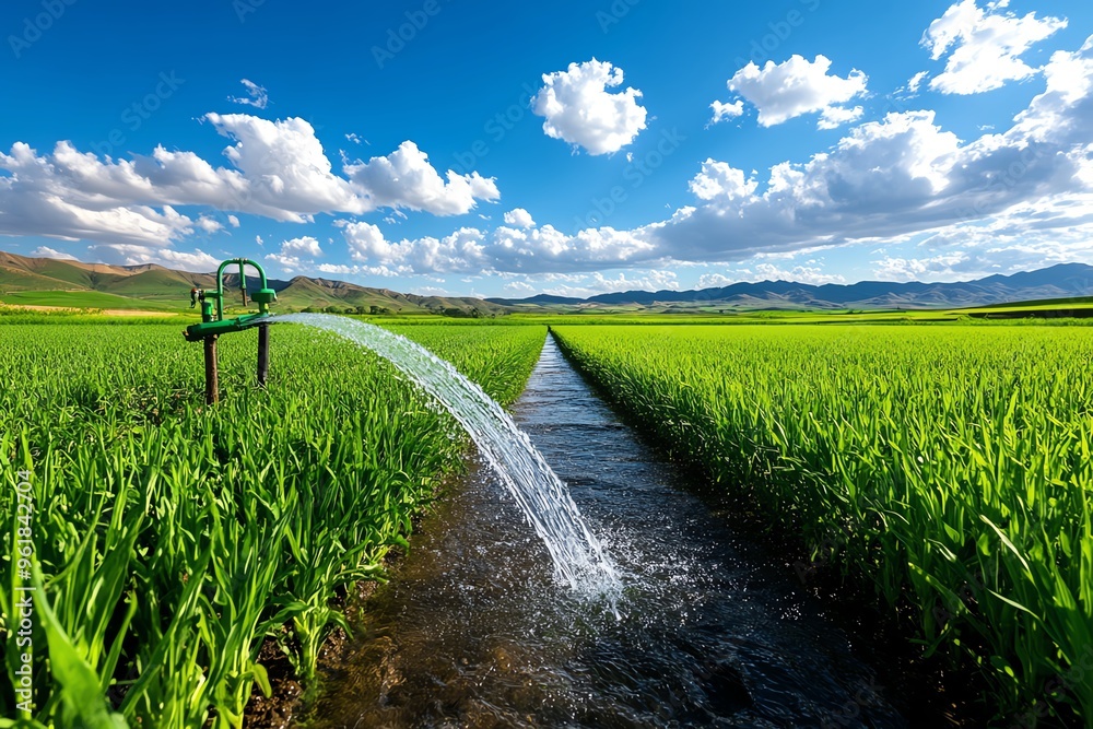 Irrigating Crops Using Rivers Agriculture, irrigation systems, water management ensures crops receive ...