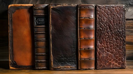 Wall Mural - 43. Textured, aged leather book covers