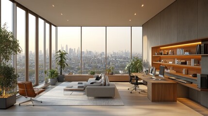 Poster - Modern Office with City View