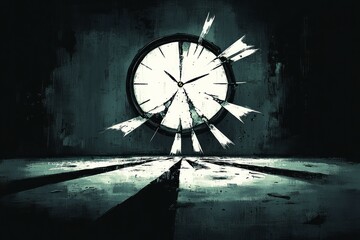 Wall Mural - Fractured Time, Pendulum clock