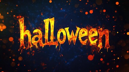 Sticker - A fiery orange Halloween sign with a blue background