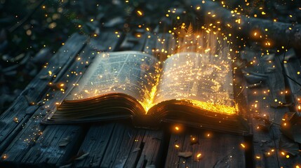 Open Book with Sparks Emanating from its Pages