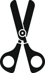 Sticker - Simple icon of scissors with blades open, isolated on white