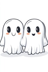 Sticker - Two white ghosts holding hands and smiling