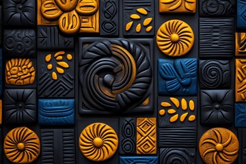 African pattern, Adinkra symbols, rich in meaning convey proverbs, philosophical ideas, and cultural values from Ghana