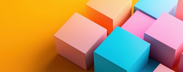 Geometric shapes, vibrant color gradients, 3D illustration