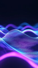 Poster - Digital waveforms, flowing curves, neon glow, 3D illustration